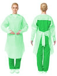 blue plastic ppe apron