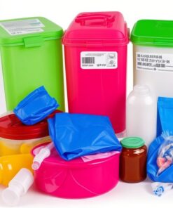 bd 6 lt. multi-use nestable sharps collector, red basenatural top, funnel entry ..