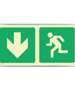 Photoluminescent Sign Frame - Man Running Green Arrow Down - 380 x 190mm - SIGNP2MA(D1)