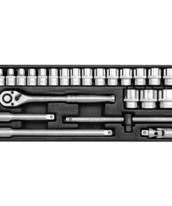 Socket Set - AS-Drive 6 Point - Chrome Vanadium - 1/2" Connector - 23 Piece - YT-12651