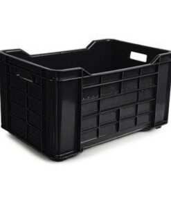 Stack Crate - Agri Lug - Plastic Box - Solid Base and Sides - 53 x 35.5 x 29 cm - Recycled Material - Black - PI-401-Solid-black