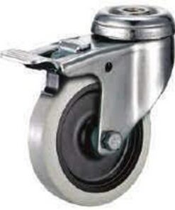 Castor Wheels - Thermoplastic Rubber - Bolt Hole Swivel - Brake - 125mm - TOOC516