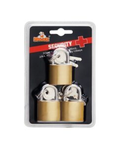 Brass Padlock - 3/KA - Iron - 32mm - Pack of 3 - 97031280