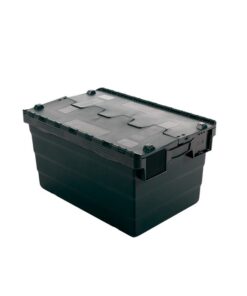 Crate - Security Container - Plastic ALC - Attached Hinged Lid - 7L - 30 x 20 x 18.4cm - Black - ALC-185-Black - MOQ 500