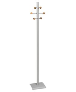 Coat and Hat Stand - Steel - 6 Wooden Balls - 32 x 27 x 175 cm - Silver - 822SI