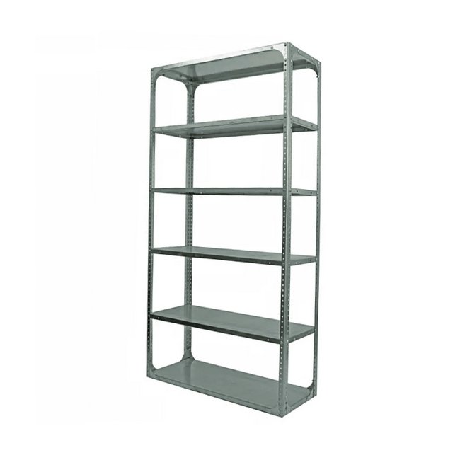 Bolted Shelving Steel Bay 6 Shelves - Uni-Angle - Six Shelf Kit - Galvanised - 182.9 x 91.4 x 30.5 cm