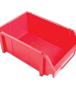 Matlock Plastic Louvre Panel Bin - Stack and Hang Container - Interlocking Design - 28 x 42.5 x 18.4 cm - Red