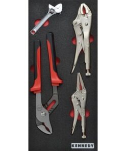 Kennedy Adjustable & Grip Wrench Tool Set - 4 Pieces - with 1/3 Width Foam Tool Control Inlay for Tool Chests