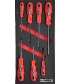 KennedyPro VDE Dual Grip Screwdriver Set - 7 Pieces - with 1/3 Width Foam Tool Control Inlay for Tool Roller Cabinets