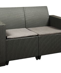 Jabulani Two Seater Patio Chair - Outdoor - Rattan Look - Charcoal - 122 x 57 x 75cm