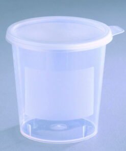 Beaker 400 ml, PP, natural, graduated, w. snap lid, assembled, sterile, pack of 185