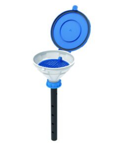 SCAT Funnel with lid "MARCO", V2.0, S50, PE-HD, with lance (220 mm) and removable sieve