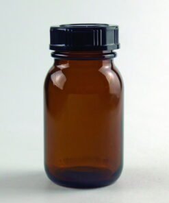 Hecht Wide Neck Glass 25 ml, GL 28 with Thread and Screw-Cap, Brown Glass