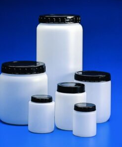 Kartell Cylindrical Jars 70 mL HDPE White with Black Screw Cap (Pack of 10)