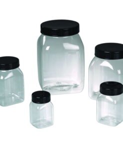 Bürkle Wide Neck Can 50 ml, Square PETG Clear, with Closure