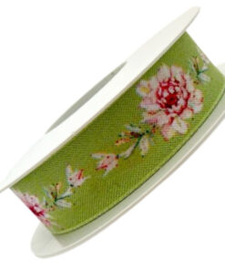 Ribbon – Cactus Flowers Green 25mm x 15m
