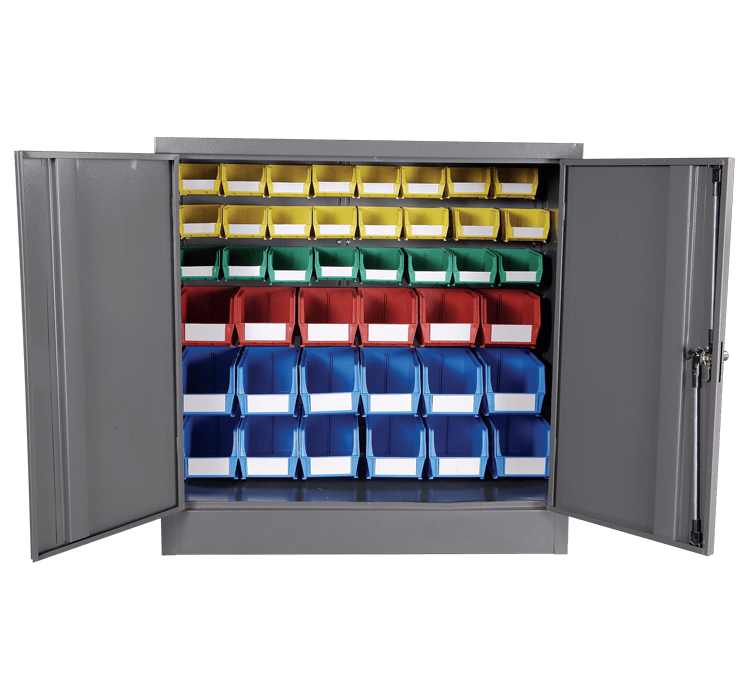 Louvre Panel & Linbin ® Storage Bin Half Size Cabinet Kit 1