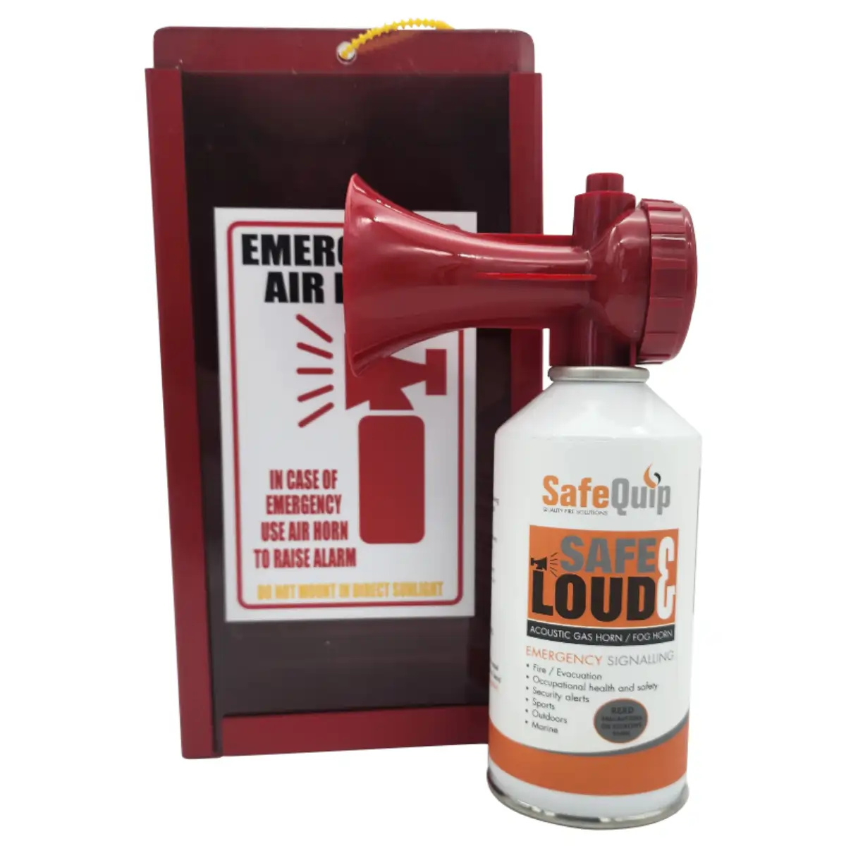 Safequip Air Horn - 135ml with Red Wall-Mountable Metal Case