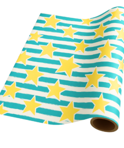 Star-Striped – Turquoise & Yellow – Giftwrap (50m x 50cm)