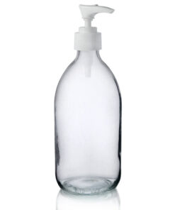 Glass Bottle Clear with White lotion pump  | 500ml