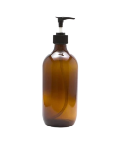 Empty 500ml glass amber bottle with pump