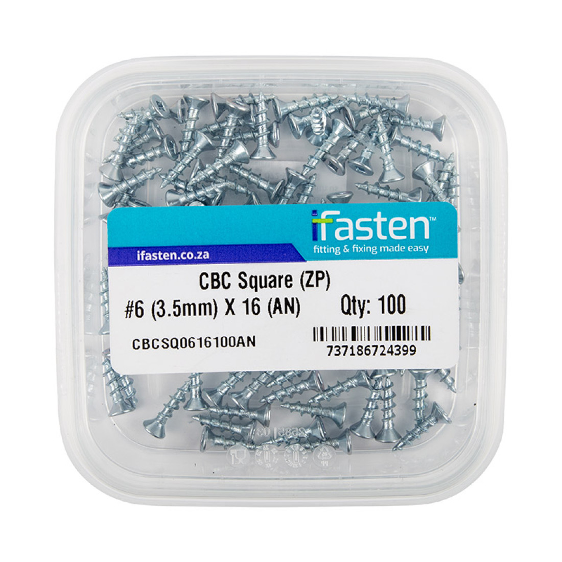 Ifasten Cbc Square No6 Zp 3.5Mmx16Mm 100 Pt