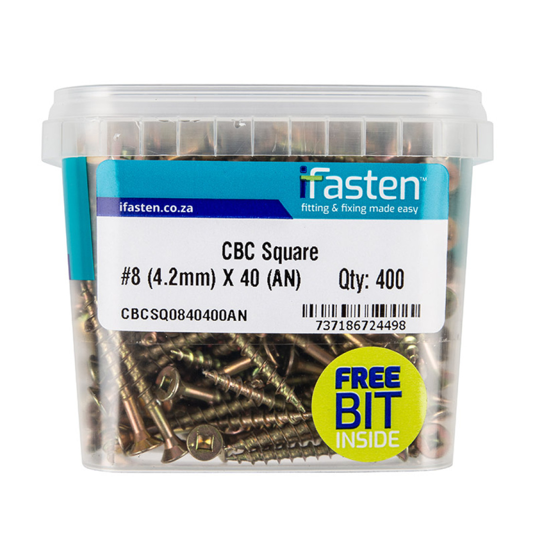 Ifasten Cbc Square No8 4.2Mmx40Mm 400 Pt + Bit