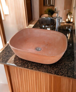 Terracotta Concrete Aquadite Bathroom Sink 50 X 40.5 X 14.5Cm
