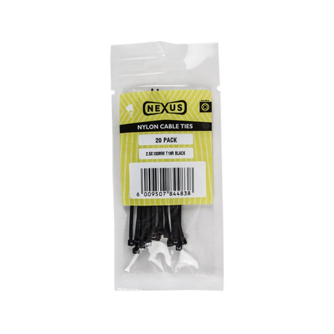 Nexus Cable Ties T501 4.8Mmx300Mm Black 20 Pack