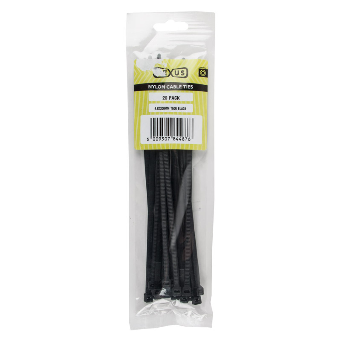 Nexus Cable Ties T120R 7.6Mmx400Mm Black 20 Pack