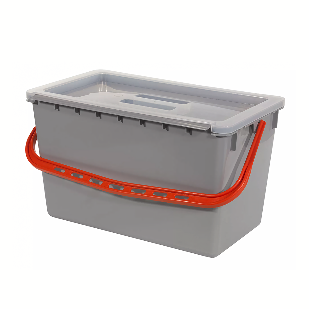 22L MopMatic Dirty Mop Bucket (Grey) (Red Handle) & Clear Drop On Lid