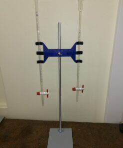 Complete Burette Stand (Base+Retort Rod+Double Burette Clamp) Grey/Bl