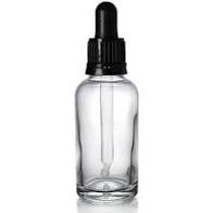 Dropper Bottles, Clear, Black Lids