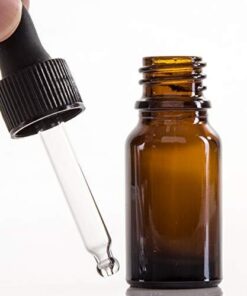 Dropper Bottle, Amber Glass, Black Lid Pipette, 10ml
