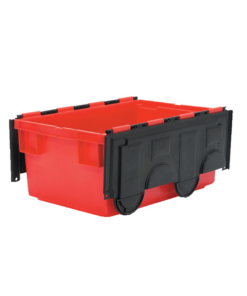 Heavy Duty Euro Nesting Bin With Lid 49.5LTR – Red With Black Lid