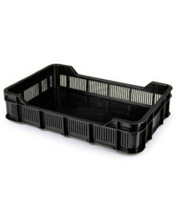 Berry Crate – Vented Sides And Solid Base – Recycled Material – Black
