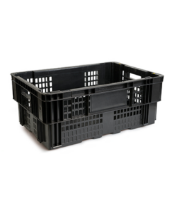 Inter-Stacking Crate – Semi-Vented Base – Recycled Material – Black