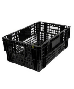 Nesting Meat-Agri Crate – Vented Sides And Base – Recycled Material – Black
