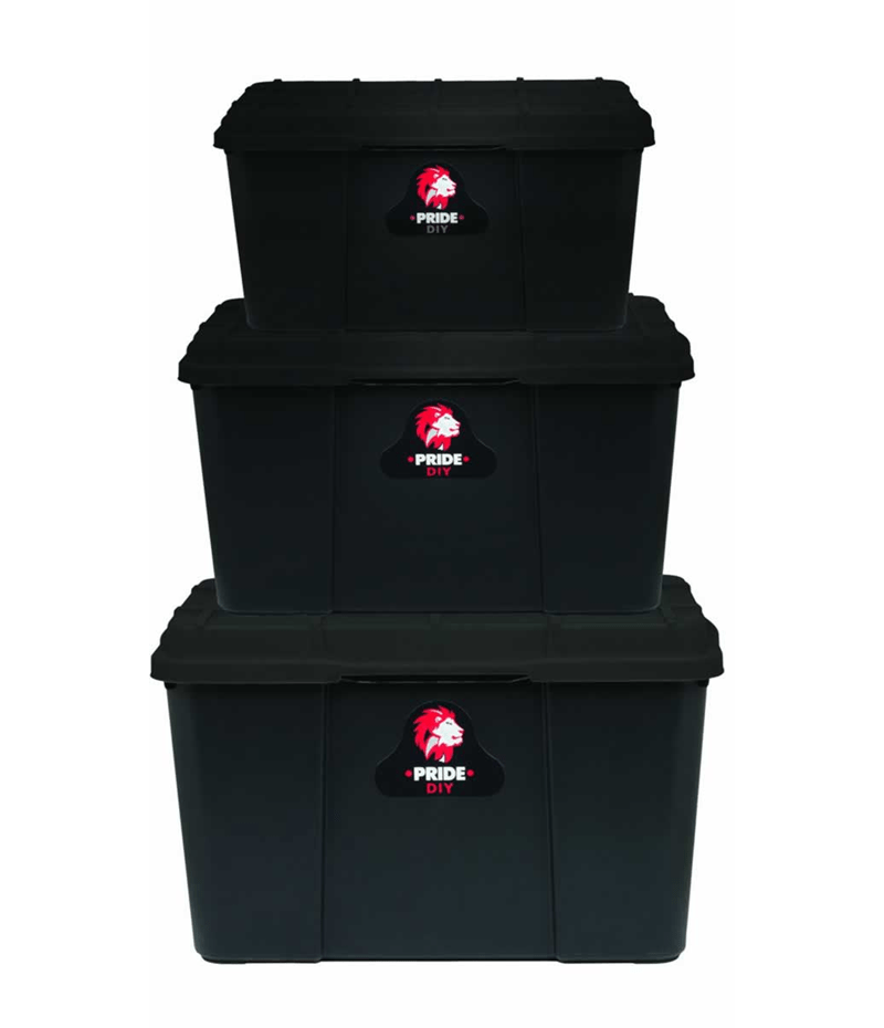 3 Piece Pride Storage Box Full Black Pack Of 5